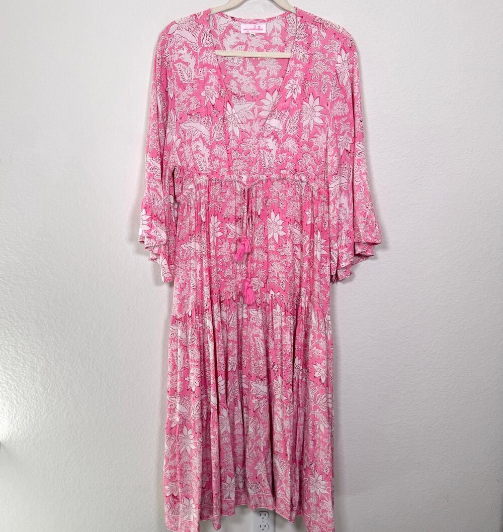 Mary Marshmallow Womens Floral Maxi Dress Size XL Cottagecore Feminine Pink
